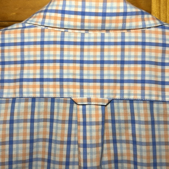 Men's Izod Long Sleeve Blue and Orange Plaid Button Down Shirt Size XL - Picture 7 of 10